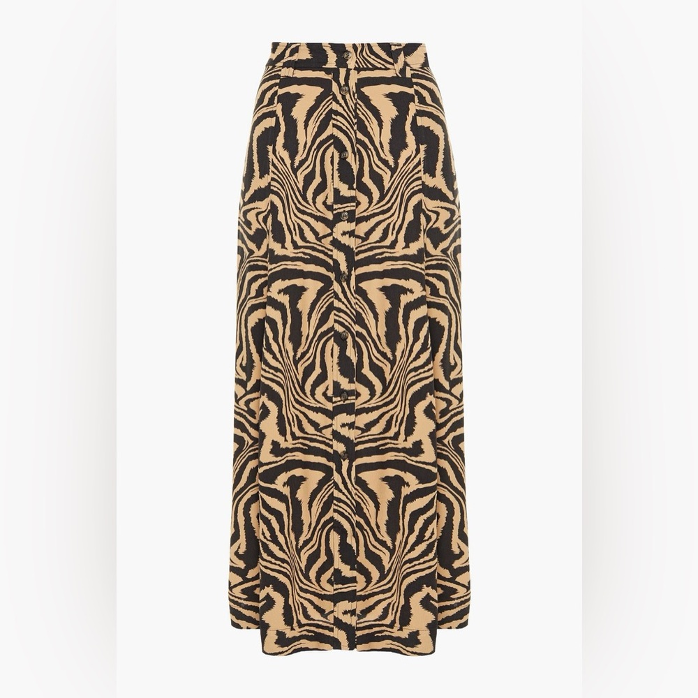 GANNI Animal Print Button‑Front Skirt
